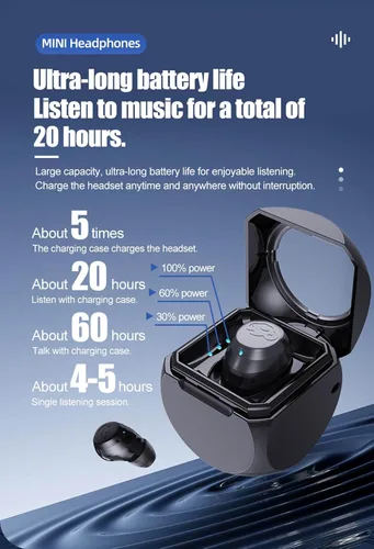Vista 6 de Xmenha Mini auriculares invisibles pequeños Bluetooth inalámbricos más pequeños micro auriculares discretos para oídos pequeños canales auditivos