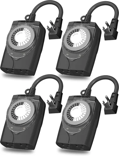 Vista 9 de HBN Outdoor Timer Outlet Waterproof, 24 Hour Mechanical Light Timers for Electrical Outlets Outdoor Weatherproof, 2 Grounded Outlets for Christmas
