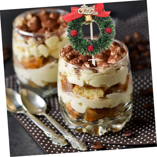 Vista 4 de Didiseaon 12 piezas de decoración para tartas de Navidad, corona, cupcakes, decoración para tartas, cocteles, decoración de cupcakes, hoja, árbol