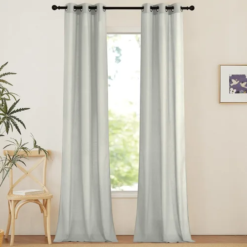 Vista 203 de NICETOWN - Cortinas de lino angora para ventana de cocina sobre el fregadero, con ojales, lino grueso angora, tratamientos cortos para ventanas