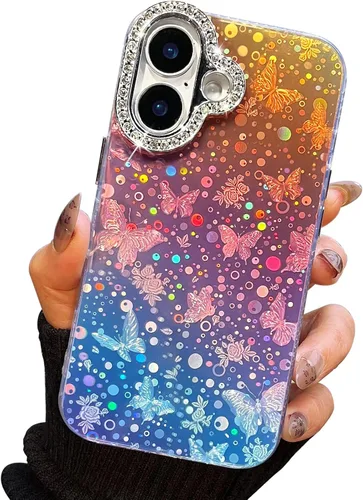 Vista 69 de I-MGAE-IN-AR Funda compacta para iPhone 11, diseño de mariposa, marco de protección de lente de cámara con diamante 3D, bonitas fundas protectoras