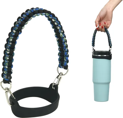Vista 12 de Wongeto Correa con Asa para Botella de Agua - Compatible con Botella de Agua Stanley - Asa de Paracord para Accesorios de Vaso Stanley