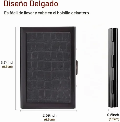 Vista 4 de EASTNIGHTS Rfid - Tarjetero delgado de metal para tarjetas de visita, estuche pequeño para hombres y mujeres, Negro-eyw, Tarjetero delgado