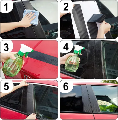 Vista 7 de TOMALL Calcomanías de vinilo para poste de ventana de automóvil, compatibles con Honda Civic de 10ª generación 2016-2021, calcomanías de columna