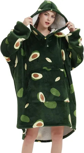 Vista 4 de NAFLEAP Manta con capucha para mujer, manta vestible para adultos, de gran tamaño, forro polar, sherpa, sudadera de Navidad, regalo para mujeres