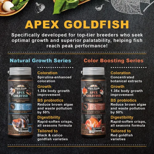 Vista 7 de Ultra Fresh Apex Goldfish Crisps Potenciadores de Color, Alimento para Peces Goldfish con Ingredientes Naturales Premium Potenciadores