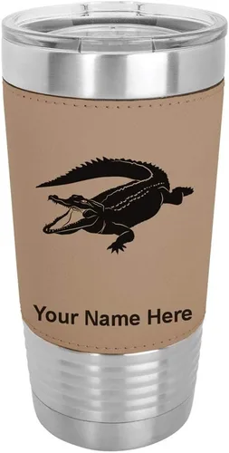 Vista 17 de LaserGram Vaso aislado al vacío de 20 onzas, cocodrilo, grabado personalizado incluido (piel sintética, estilo béisbol)