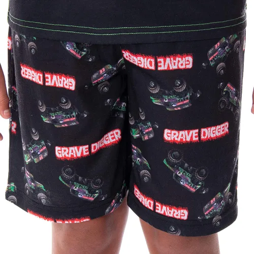 Vista 3 de INTIMO Monster Jam Grave Digger Monster Truck - Conjunto de pijama de 2 piezas para niño Negro