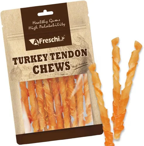 Vista 12 de AFreschi - Golosinas para perros con tendones de pavo, bobina (S), 3 onzas Masticables para cachorros sin cuero crudo