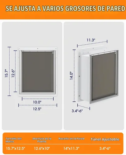 Vista 5 de Powools - Puerta para perros de hasta 45 libras, mediano - 15.7 x 12.5 pulgadas Robust Steel, 12.6" x 10" Flap Opening, Indoor Outdoor Use