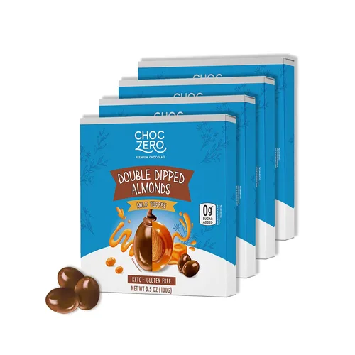 Vista 7 de ChocZero Almendras cubiertas de chocolate de coco sin azúcar, 3.5 onzas, paquete de 4
