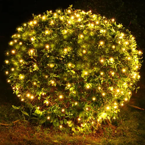 Vista 9 de Meteds Red de luces LED de Navidad para exteriores, 100 luces LED de 5 x 5 pies conectables, 8 modos de malla, 29 V enchufables, impermeables