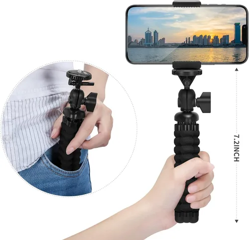 Vista 9 de ZTON trípode flexible para teléfono celular pequeño, montaje para teléfono celular ajustable, soporte Octopus universal para iPhone, Samsung, cámara