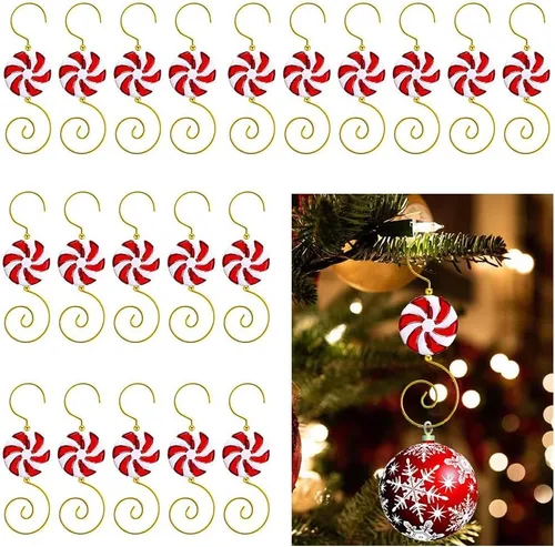 Vista 6 de Ganchos para adornos de Navidad, 20 piezas de ganchos de alambre para decoración de árbol de Navidad