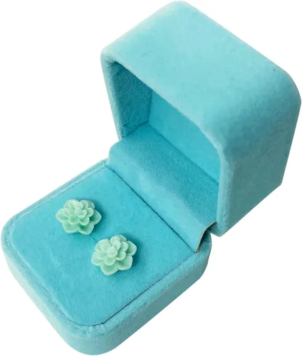 Vista 7 de Aretes de suculentas hechos a mano de 13 mm, hipoalergénicos, con poste de plata de ley 925, aretes de cerámica blanda con resina para mujer