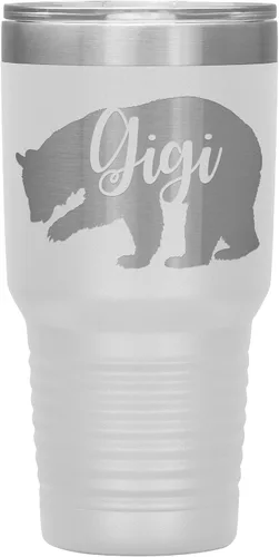 Vista 9 de Gigi Bear Tumbler - 30oz Engraved Stainless Steel Cup - Black