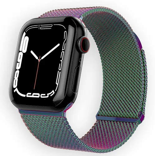 Vista 8 de TALK WORKS - Correa de reloj extensible compatible con la serie Apple Watch, cierre magnético, correa de malla de acero inoxidable de ajuste cómodo