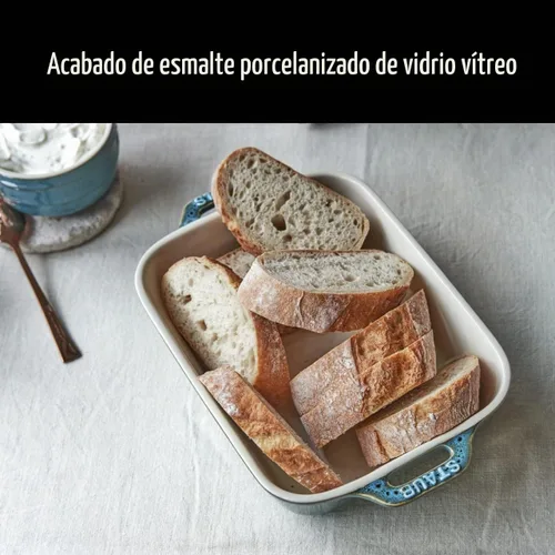 Vista 4 de STAUB Juego de 3 platos rectangulares de cerámica para hornear, turquesa rústico Turquesa Rústica