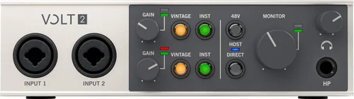 Vista 2 de Universal Audio Volt 2 - Interfaz de audio USB Interfaz USB-C 2x2 con emulación de tubo 610 y MIDI para músicos, podcasters y streamers