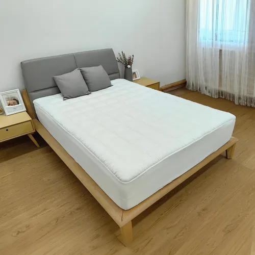 Vista 2 de Treaton, Protector acolchado para colchón, protector elástico ajustable, funda que se estira hasta 18 pulgadas de profundidad, lavable a máquina