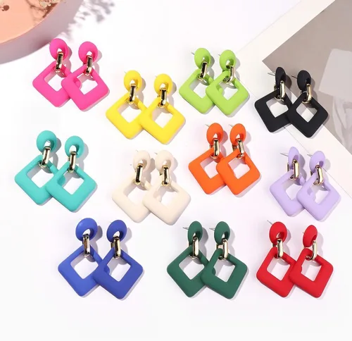 Vista 7 de Aretes de gota ovalados de acrílico para mujeres y niñas de los años 70, 80, 90, aretes ovalados de neón ovalados, ligeros, geométricos, retro, 80