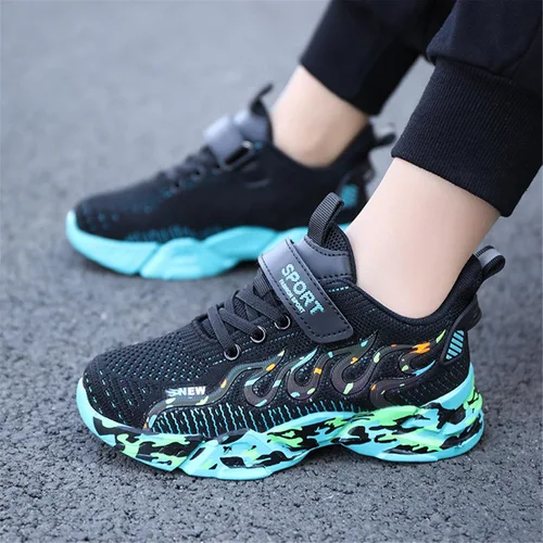 Vista 5 de Zapatillas de deporte antideslizantes para niños y niñas, color negroverde, talla 4 para niños y niñas