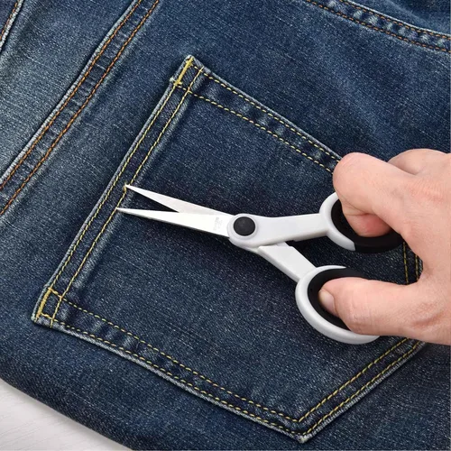 Vista 6 de SCAIKTIG Tijeras de detalle de 5 pulgadas con punta inclinada, pequeñas tijeras de bordado multiusos para coser, tela, corte de papel, blanco