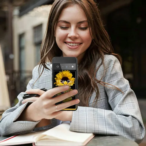 Vista 7 de Funda para Google Pixel 6 Pro con ranura para tarjetero, funda de piel sintética, doble cierre magnético y cubierta duradera de poliuretano girasol
