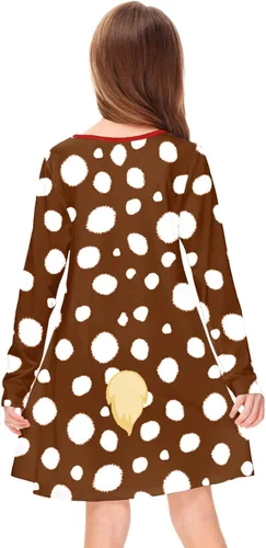 Vista 7 de Deerose Vestido de manga larga para niñas del día de San Patricio Mardi Gras, de 3 a 14 años Navidad café