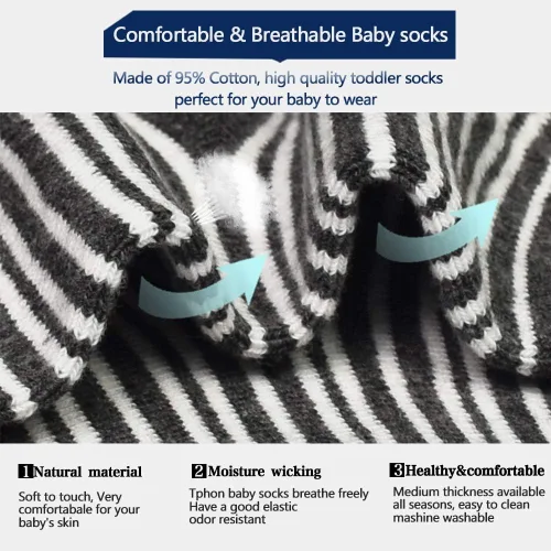Vista 7 de Tphon Calcetines antideslizantes para niños pequeños con agarre, 12 pares de calcetines antideslizantes para niños y niñas de 1 a 7 años