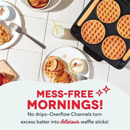 Vista 3 de Dash Multi Mini Waffle Maker, hace 4 gofres a la vez, aguamarina Small Waffle Iron for Families, Kids Breakfast Sandwiches, Waffle Sticks
