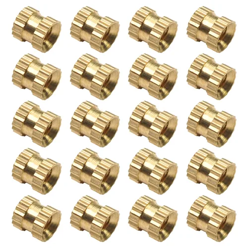 Vista 14 de MroMax Tuercas de inserción moleteadas M2, latón métrico M2x3x3.0.079 in Tuercas de inserción roscadas a través de roscas encajadas en agujeros