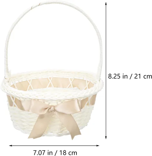 Vista 5 de Cesta de mimbre con asa, cesta de flores de ratán, huevos de Pascua, cesta de dulces para decoración
