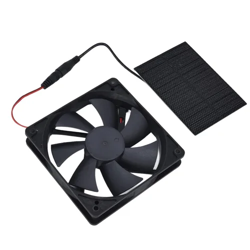 Vista 2 de Kit de ventilador de panel solar de 100 W, ventilador de escape doble de 12 V, kit de ventilador solar para casa de perro, invernadero, RV
