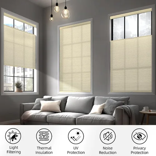 Vista 4 de BERISSA Persianas celulares sin cordones, sin herramientas, sin taladro, para ventanas de interiores, fáciles de instalar, 20 pulgadas de ancho x 36