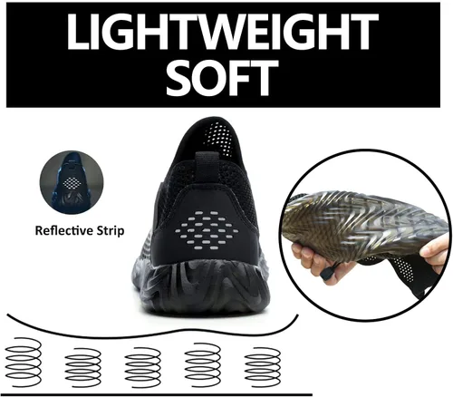 Vista 62 de SUADEX Zapatos deportivos con punta de acero para hombres y mujeres, indestructibles, ligeros, cómodos, antideslizantes, puntera compuesta