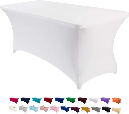 Vista 46 de Peomeise - Funda de mesa de elastano de 4 pies, mantel rectangular elástico de elastano (verde manzana, 4 pies)