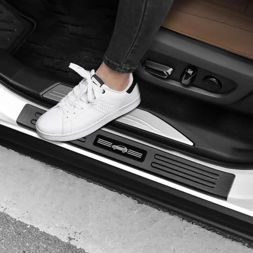 Vista 8 de 4 protectores de umbral de puerta compatibles con Lexus 2015-2021 NX NX200t/NX300/NX300h, accesorios de material plástico ABS negro mate