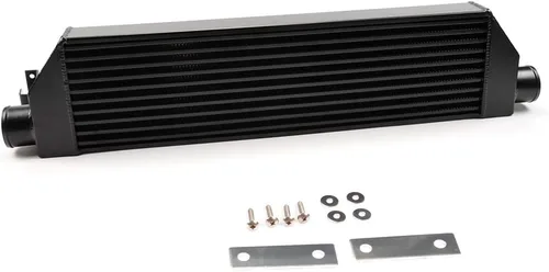 Vista 3 de Intercooler doble + kit de manguera azul negro compatible con VW VOLKSWAGEN Golf R GTI MK7 actualización
