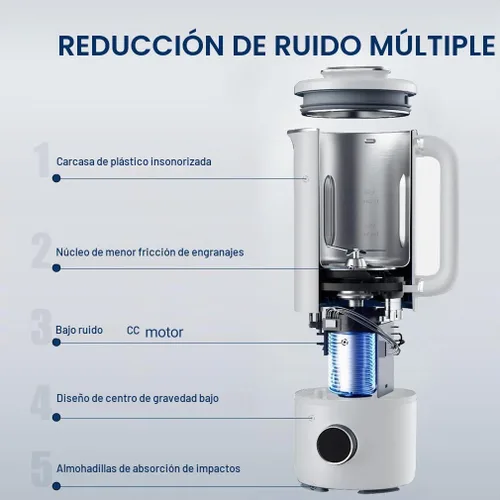 Vista 5 de Joydeem JD-PB8200 - Licuadora compacta con 10 menús, licuadora de cocción silenciosa para leche de soja, pasta y jugo, acero inoxidable 304