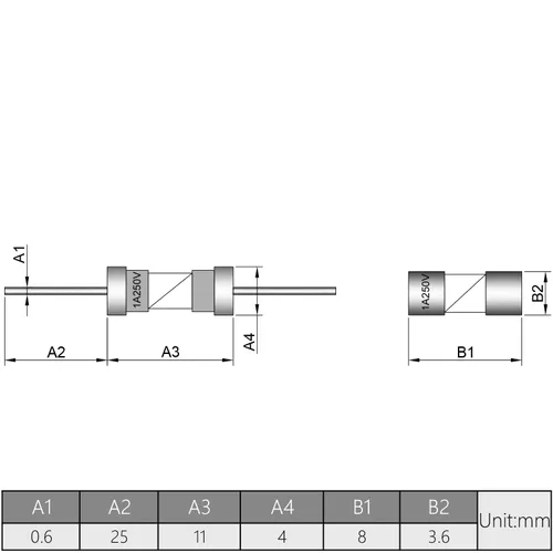 Vista 5 de Fielect Fusible de soplado rápido 250V 0.5A Fusible de plomo axial de soplado rápido Fusibles de vidrio 0.142x0.394 in