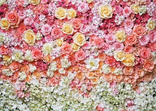 Vista 10 de Telón de fondo de flores de primavera de 5 x 3 pies para sesión de fotos de flores rosas y flores, decoración de fiesta de té, telón de fondo