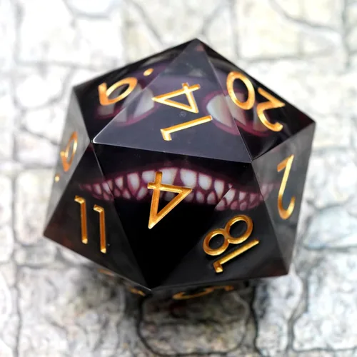 Vista 9 de Dados Dungeons and Dragons D20 con estuche de regalo, dados jumbo de globo ocular de 1.776 pulgadas (1.969 in), dados poliédricos de borde afilado