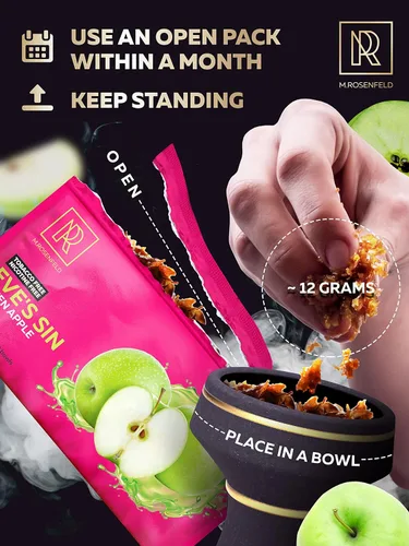 Vista 2 de Shisha de manzana verde cachimba sabores – 3.5 oz (100 g) Shisha sin tabaco y sin nicotina – Sabores de cachimba premium sin tabaco – Humo rico