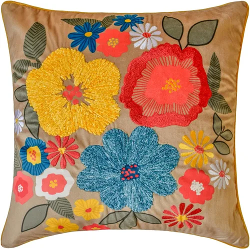 Vista 41 de HomeCentric Funda de almohada geométrica beige, 12 x 12 pulgadas, cuadrado de lino y algodón, círculos contemporáneos de Pascua, círculo de la vida