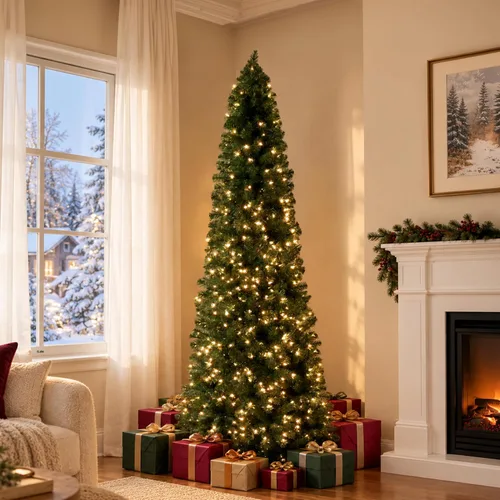 Vista 17 de Naomi Home - Árbol de Navidad realista preiluminado de 6.5 pies, 400 luces Con bisagras