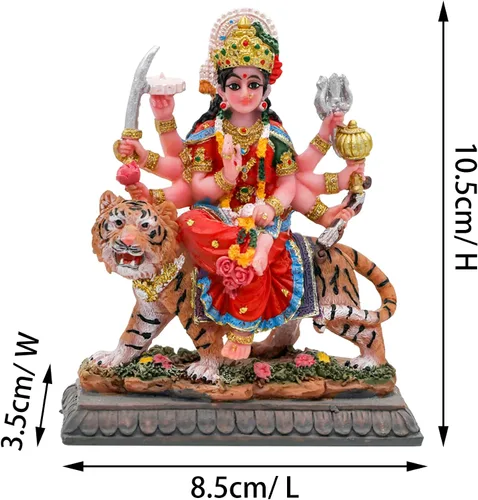 Vista 4 de BangBangDa Durga - Estatua de tigre pequeña de 4.1 pulgadas de alto para tablero de instrumentos de vehículo, diosa hindú, día del padre, día