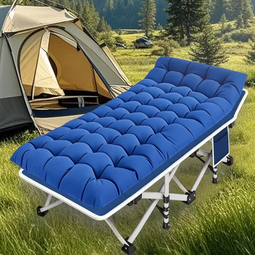 Vista 2 de Catre de camping con colchón cómodo, catres plegables para dormir, catre resistente para invitados con bolsa de transporte para adultos, para dormir