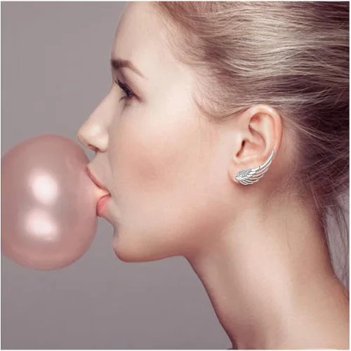 Vista 4 de Izpack Aretes de plata de ley S295 con alas de ángel CZ para mujeres y niñas, Cristal, Circonia cúbica
