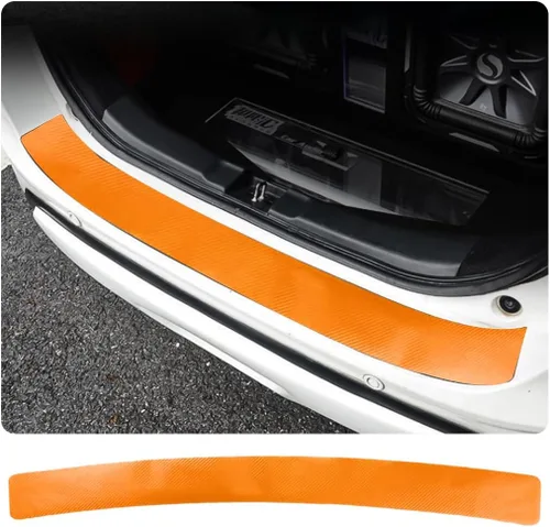 Vista 7 de Ziciner - Protector de parachoques trasero para coche, adhesivo de protección contra arañazos de fibra de carbono para umbral de puerta de maletero